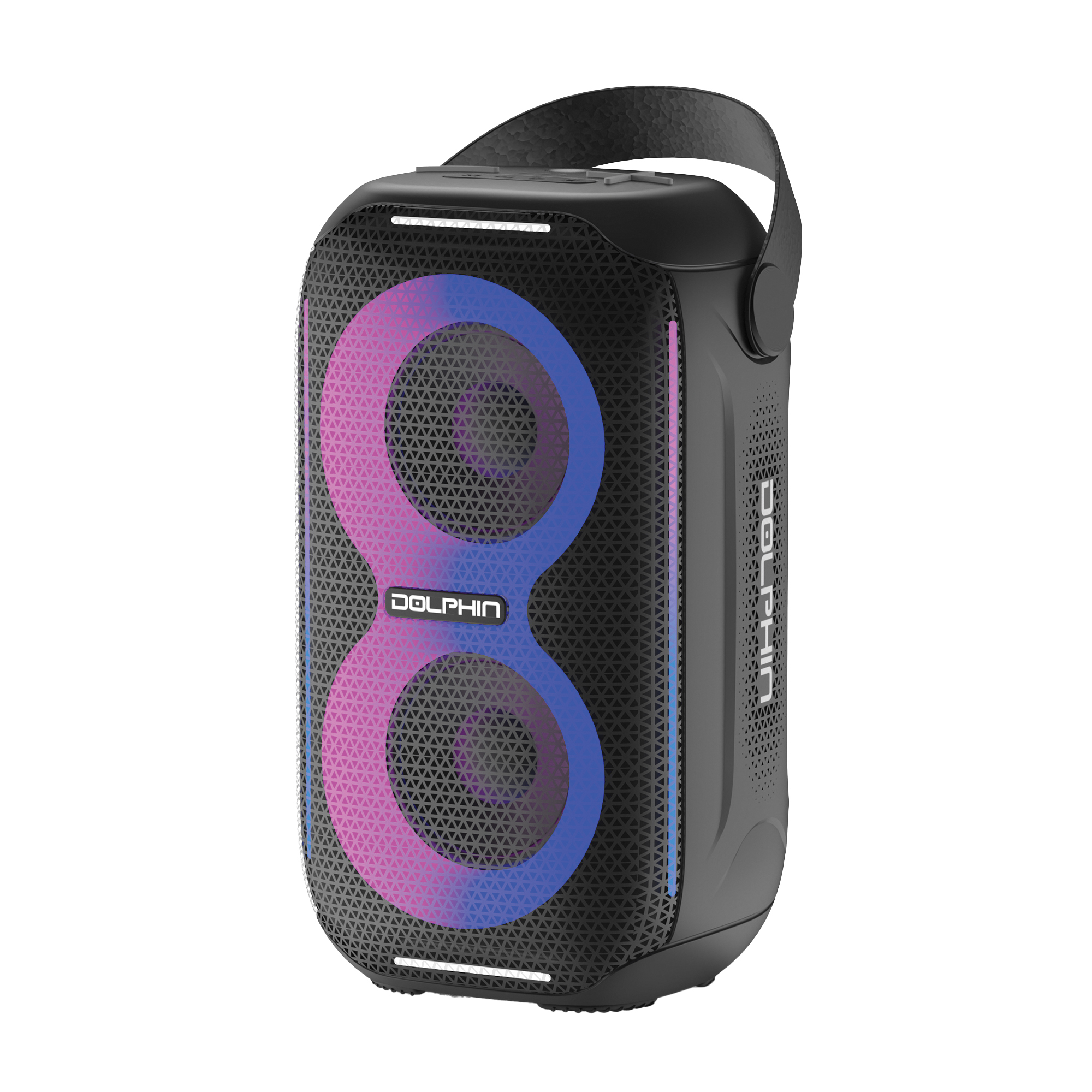 Dolphin Audio Waterproof Portable Bluetooth Party Speaker with Sound-Activated Lights — Black, Model# S-20